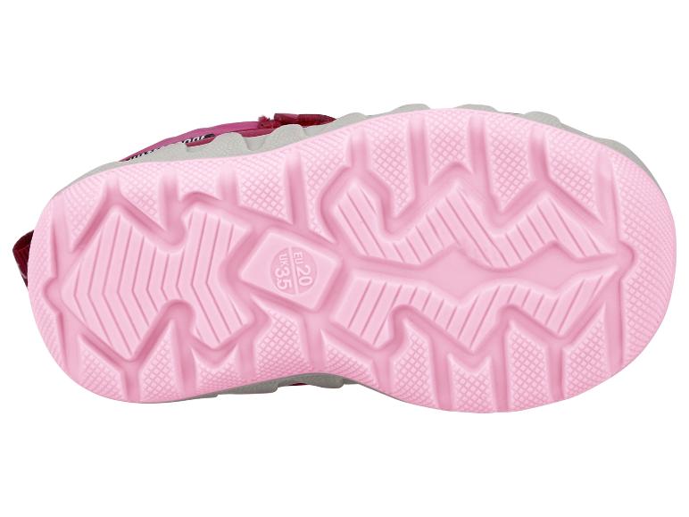 Semelle rose d'une chaussure d'enfant avec indication de taille.