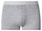 Boxer homme en coton gris avec ceinture élastique blanche.