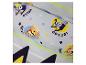 Parure de lit pour enfants avec des chiens de dessin animé et les mots 'HELLO', 'LET'S GO', 'PLAY'.