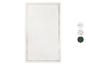 Nappe blanche avec une bordure dorée et différents motifs.