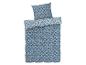 Parure de lit bleu marine à motifs floraux : housse de couette, taie d'oreiller.