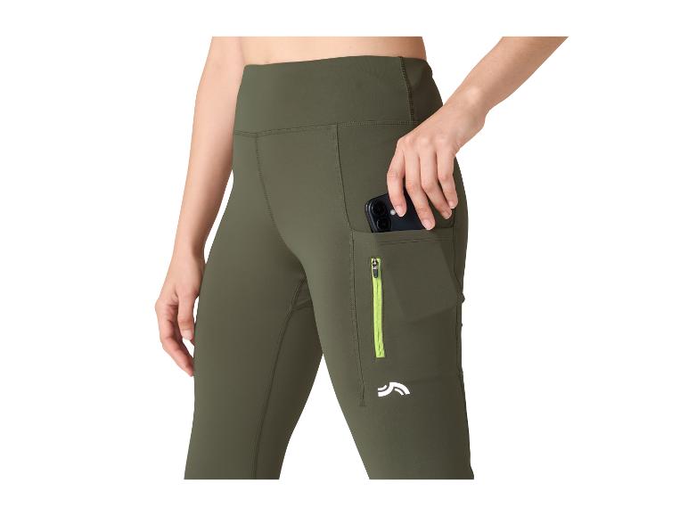 Legging de sport femme kaki avec poches et téléphone