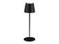 Lampe sur pied noire au design moderne.