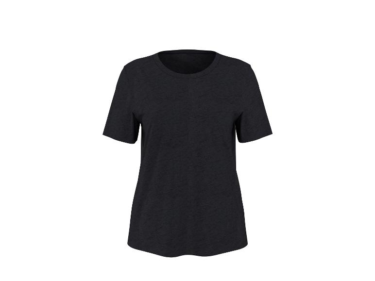 T-shirt noir pour femme à manches courtes et col rond.