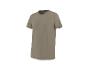 T-shirt basique uni de couleur kaki, avec un col rond et des manches courtes.