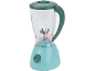 Mixeur jouet turquoise et vert foncé avec l'inscription 'Happy Family'