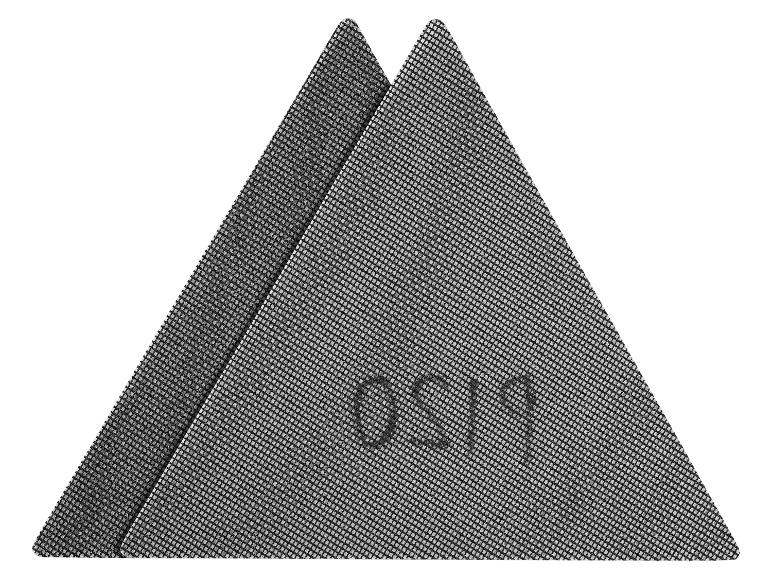 Deux feuilles de papier abrasif triangulaires P120.