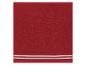 Serviette rouge avec deux rayures blanches horizontales en bas