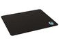 Un tapis de souris noir avec un logo de gorille bleu.