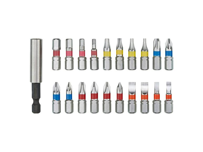 Un ensemble d'embouts de tournevis et un porte-embout magnétique.