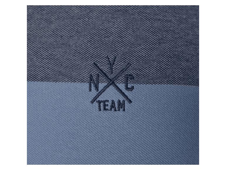 Polo bicolore bleu marine et bleu clair, logo brodé "NYC Team".
