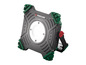 Une lampe de travail Parkside noire avec des accents verts.
