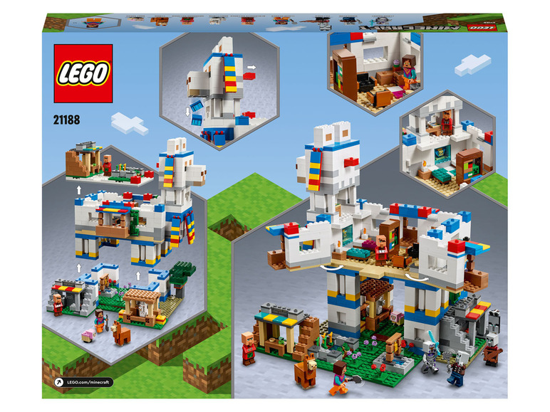 Ensemble LEGO Minecraft avec une maison de lama et des figurines