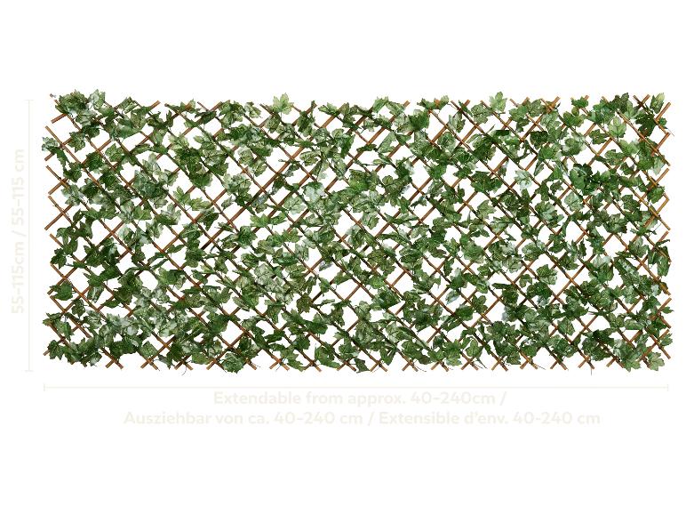 Treillis extensible de lierre artificiel, dimensions 55-115cm x 40-240cm