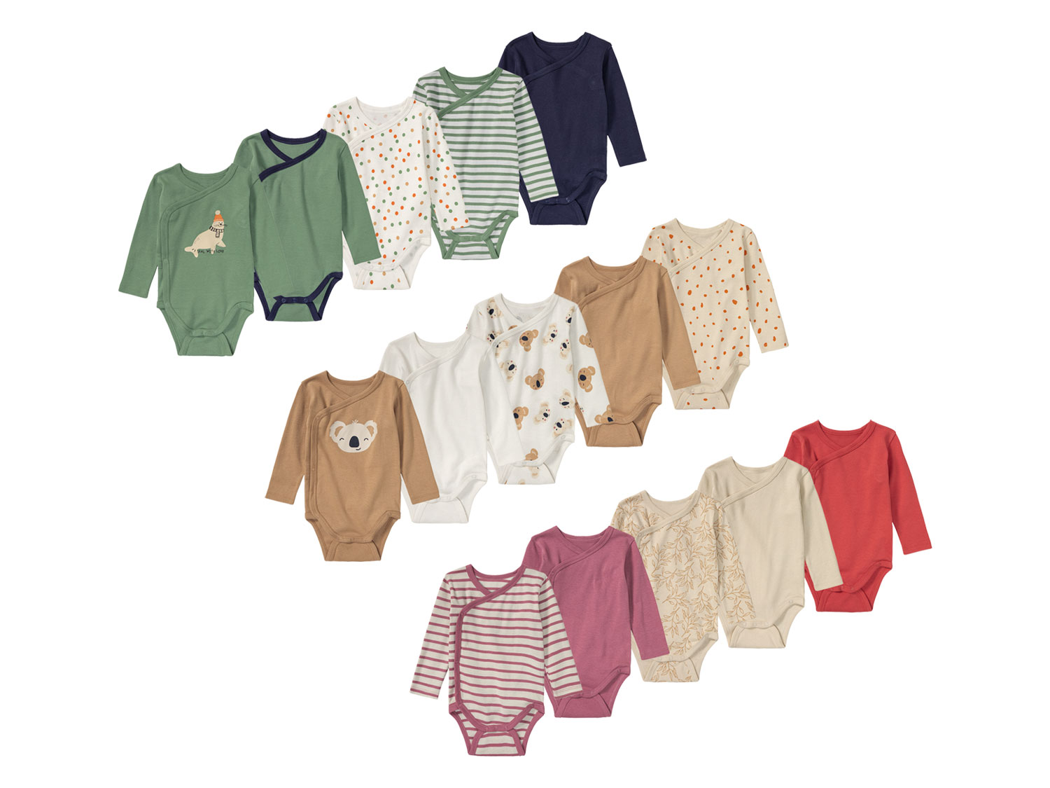 lupilu® Lot de 5 bodies croisés bébé