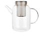 Une théière ou une carafe à café en verre avec un filtre intégré.