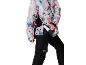 Veste et pantalon de ski femme à motif abstrait, présentés de près.