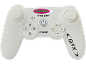 Manette sans fil blanche avec boutons et joysticks.