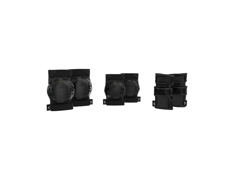 Ensemble de protections Crivit noires pour genoux, coudes et poignets.