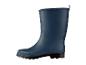 Une botte de pluie bleue avec une semelle noire