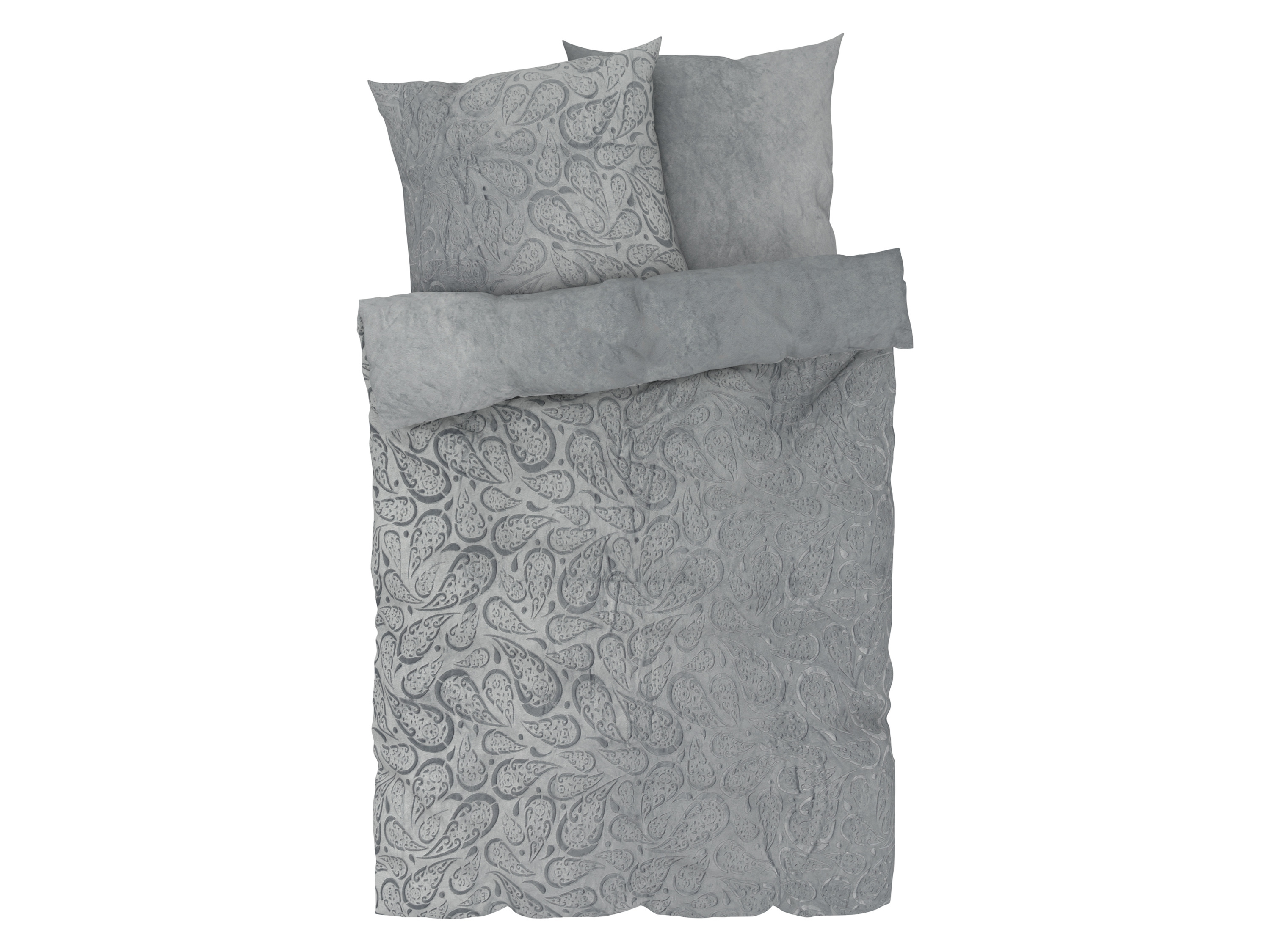 LIVARNO home Parure de lit en peluche, 260 x 240 cm (gris foncé)