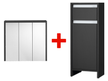 LIVARNO home Armoire à miroir + Armoire latérale Oslo, anthracite