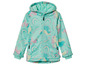 Une veste bleu clair à capuche pour filles, imprimée de licornes et d'arcs-en-ciel.