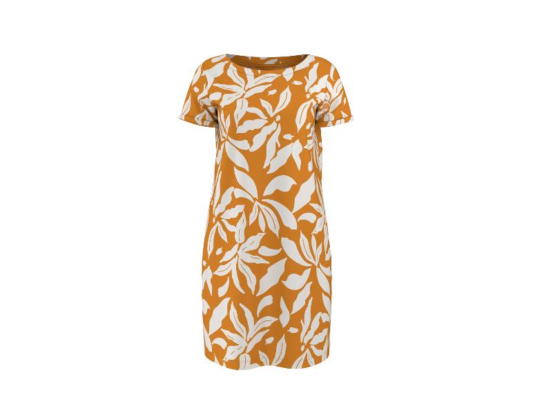 Robe midi à manches courtes imprimé floral orange et blanc