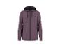 Sweat à capuche zippé violet avec un petit logo noir sur la poitrine.