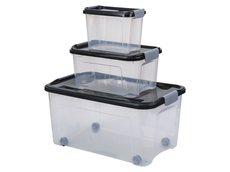 Aller en mode plein écran : LIVARNO home Set de 3 boîtes de rangement, avec couvercles - Image 1