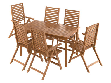 LIVARNO home Set de table de jardin + 6 fauteuils pliants Sevilla en bois d'acacia
