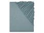 Drap-housse et drap-plat unis, couleur bleu-vert.