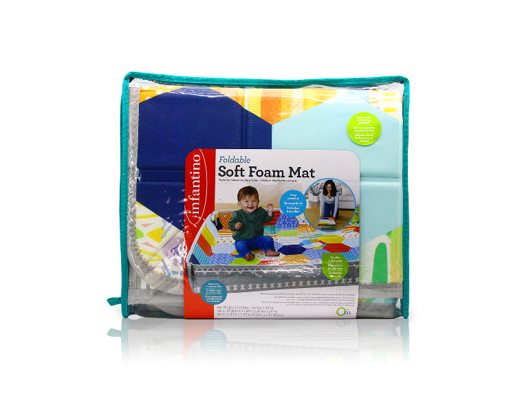 Tapis de mousse pliable Infantino : jeu bébé, motifs géométriques.