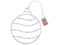 Silhouette de boule de Noël LED avec lumières violettes et boîtier à piles