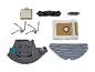 Pièces détachées pour robot aspirateur: filtre, brosse principale, brosses latérales, sacs et serpillière.