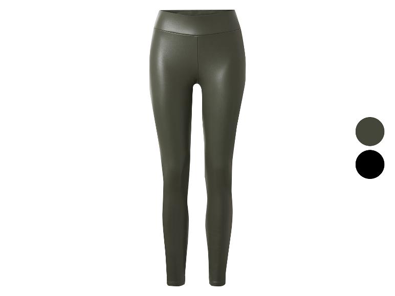 Legging femme en similicuir vert olive