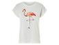T-shirt blanc à manches courtes avec imprimé flamant rose.