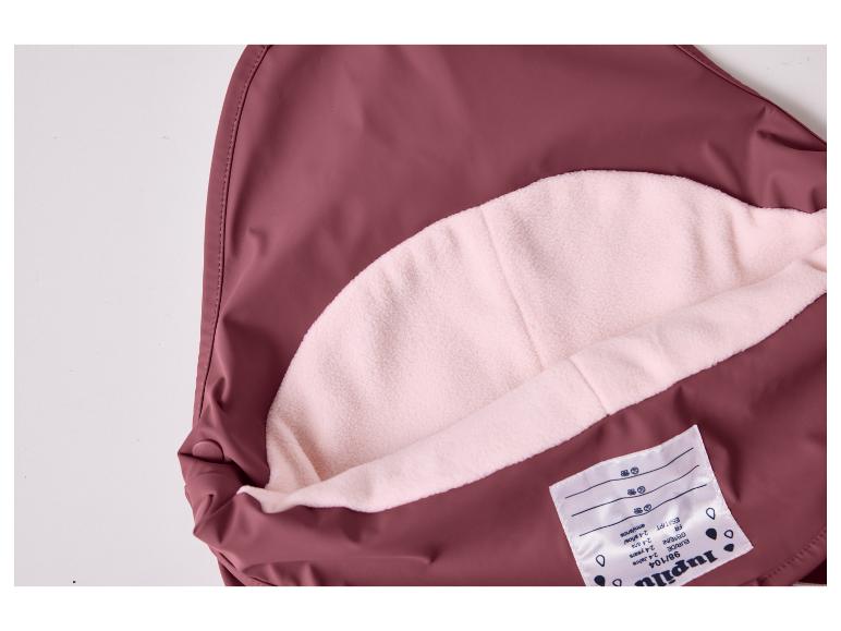 Combinaison imperméable rose Lupilu pour enfant, doublée de polaire douce.