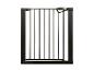 Barrière de sécurité noire pour enfants avec barreaux verticaux et poignée grise