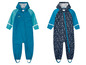 Deux combinaisons de pluie bleues pour bébés avec fermeture éclair.