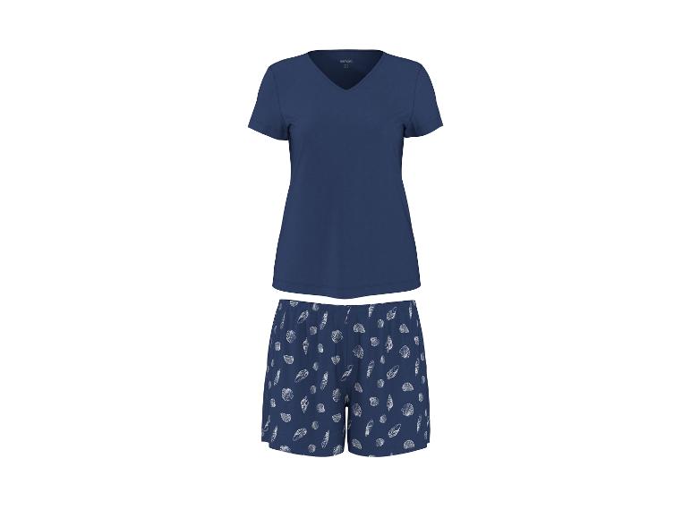 Pyjama femme avec haut à manches courtes et short à motif coquillages.