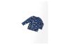 Un t-shirt bleu marine à manches longues pour bébé avec un imprimé d'avions et d'hélicoptères.