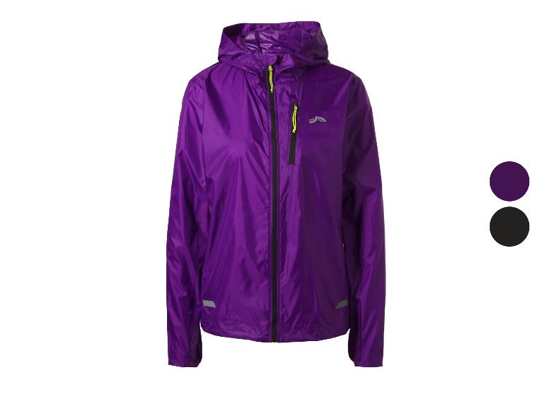 Veste de course violette pour femme avec détails réfléchissants et deux options de couleur.
