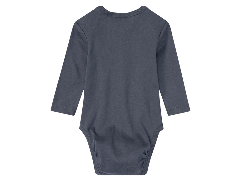 Un body bébé à manches longues bleu foncé.