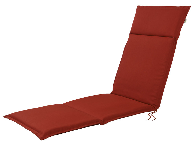 Coussin de chaise longue rouge avec dossier.
