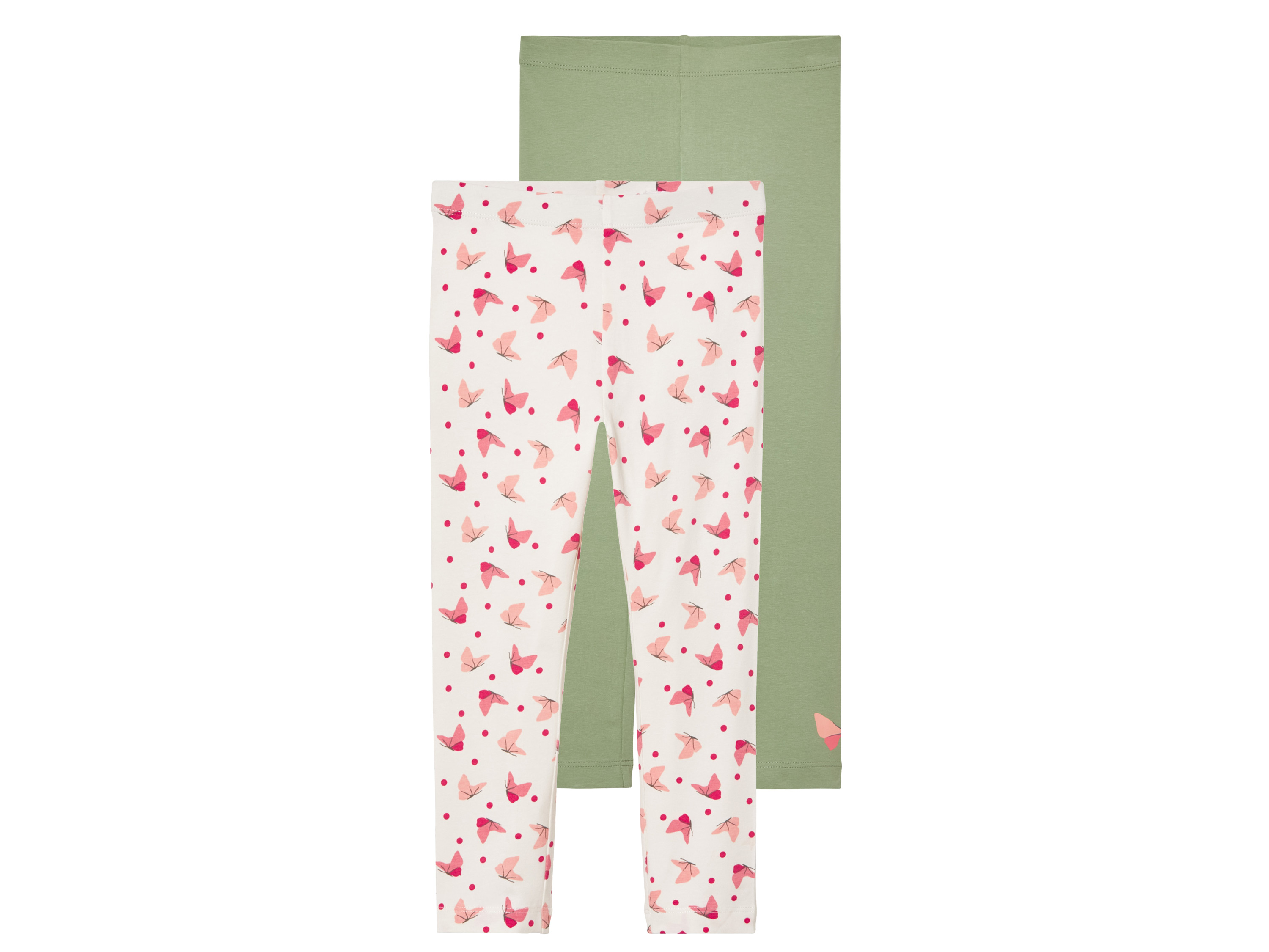 lupilu® Leggings Kinder, 2 pièces, riche en coton (vert/rose, 86/92)