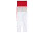 Trois paires de leggings en blanc, gris et rouge.
