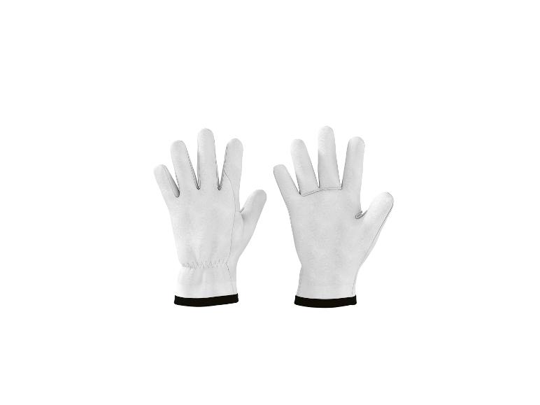 Deux gants de travail blancs avec une bordure noire