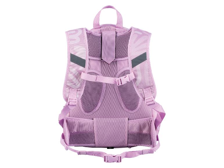 Sac à dos violet pour enfant, vue arrière.