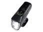 Un phare de vélo Grit noir avec un phare LED blanc.